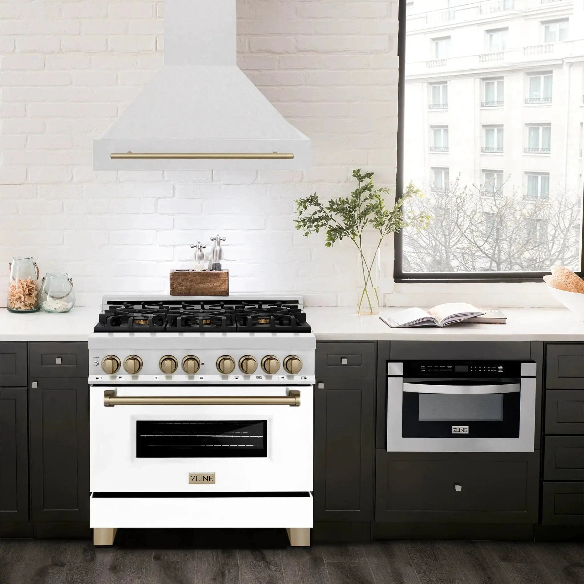 ZLINE 36" Autograph Edition Fingerprint Resistant Stainless Steel Range Hood 8654SNZ-36-CB by Farmhouse Kitchen and Bath