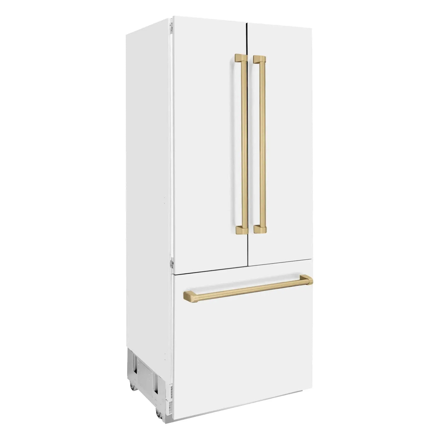 ZLINE Autograph Edition French Door Refrigerator, Internal Water, Ice Dispenser, White Matte, Champagne Bronze Accents RBIVZ-WM by Farmhouse Kitchen and Bath
