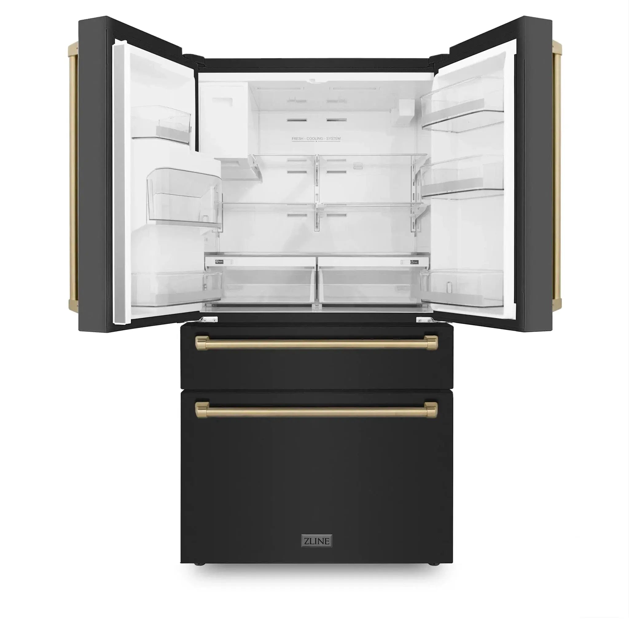 ZLINE 36" Autograph French Door Refrigerator with Water and Ice Dispenser in Black Stainless Steel RFMZ-W-36-BS-CB by Farmhouse Kitchen and Bath