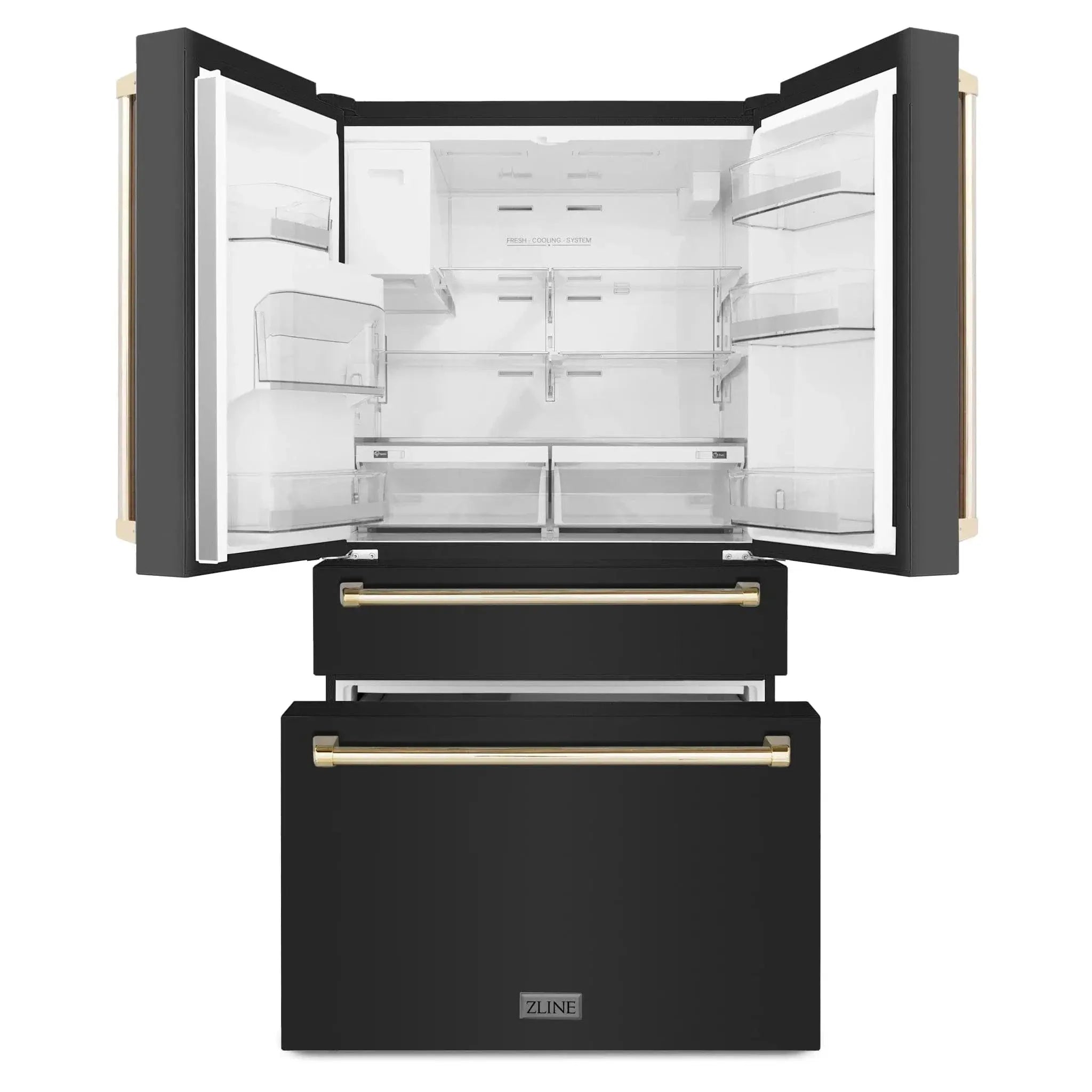 ZLINE 36" Autograph French Door Refrigerator with Water and Ice Dispenser in Black Stainless Steel RFMZ-W-36-BS-G by Farmhouse Kitchen and Bath