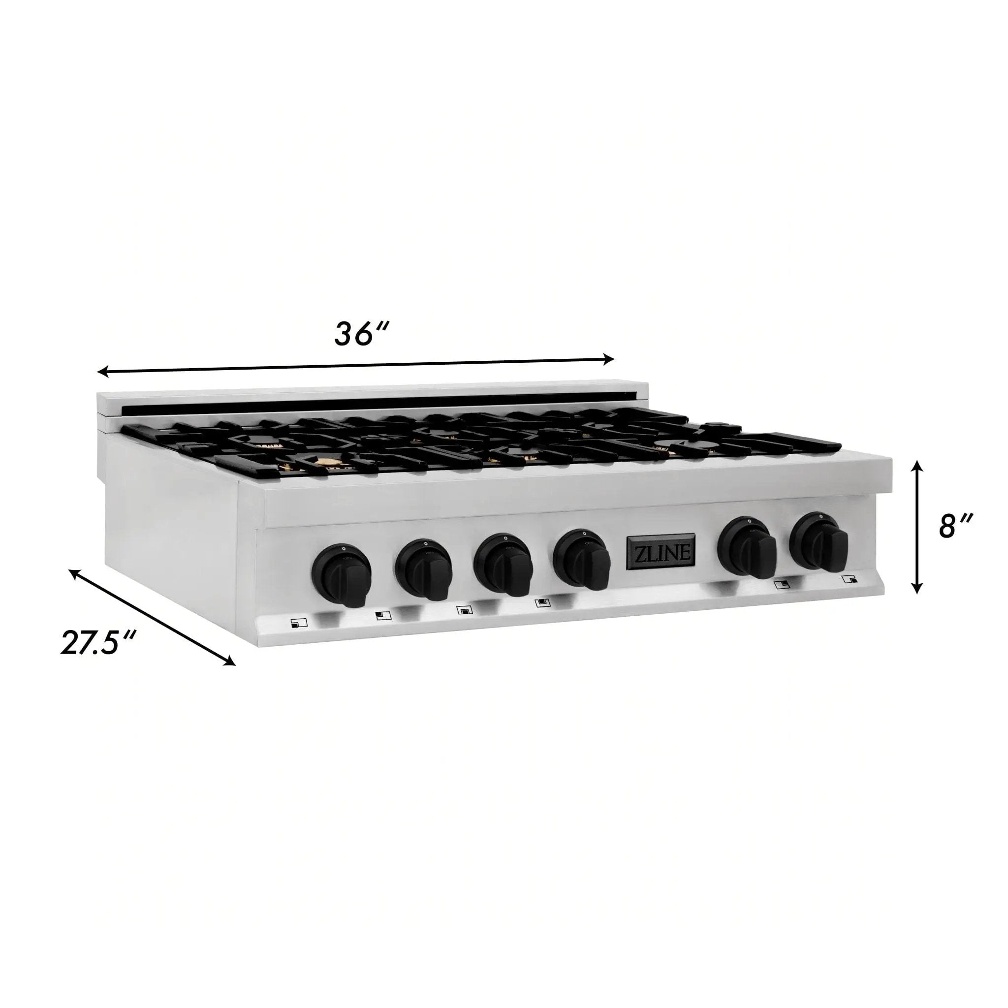 ZLINE 36" Autograph Porcelain Rangetop, Stainless,MatteBlack,RTZ-36-MB by Farmhouse Kitchen and Bath