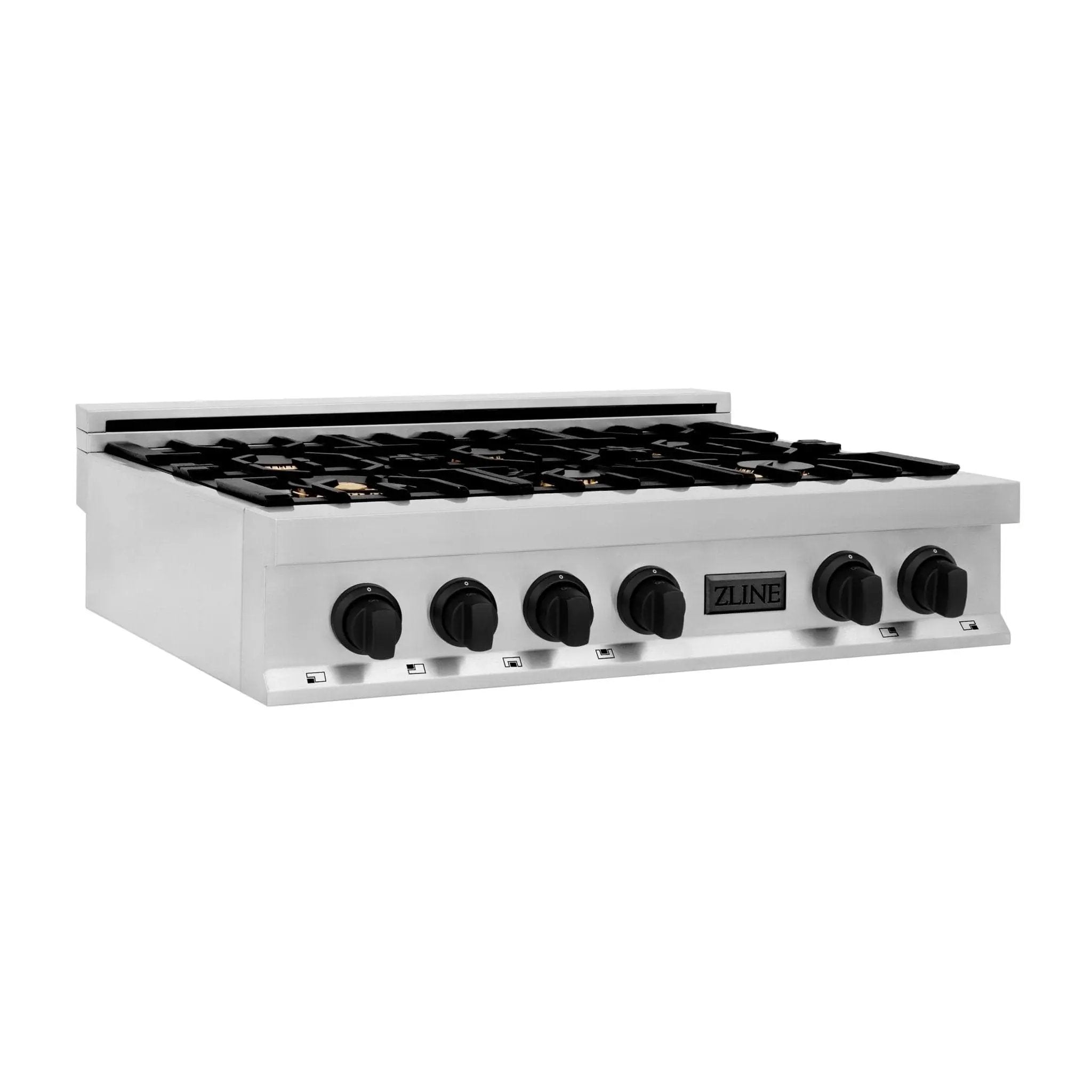 ZLINE 36" Autograph Porcelain Rangetop, Stainless,MatteBlack,RTZ-36-MB by Farmhouse Kitchen and Bath