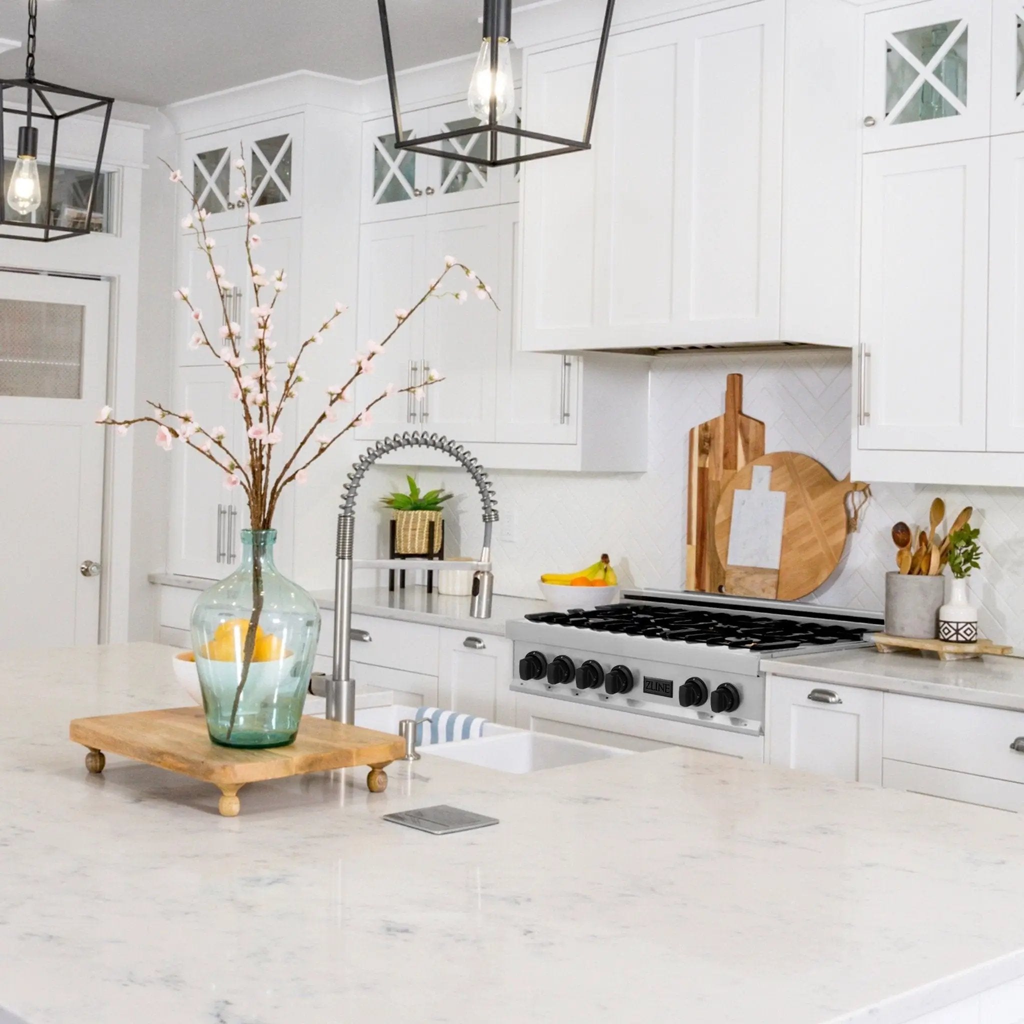ZLINE 36" Autograph Porcelain Rangetop, Stainless,MatteBlack,RTZ-36-MB by Farmhouse Kitchen and Bath