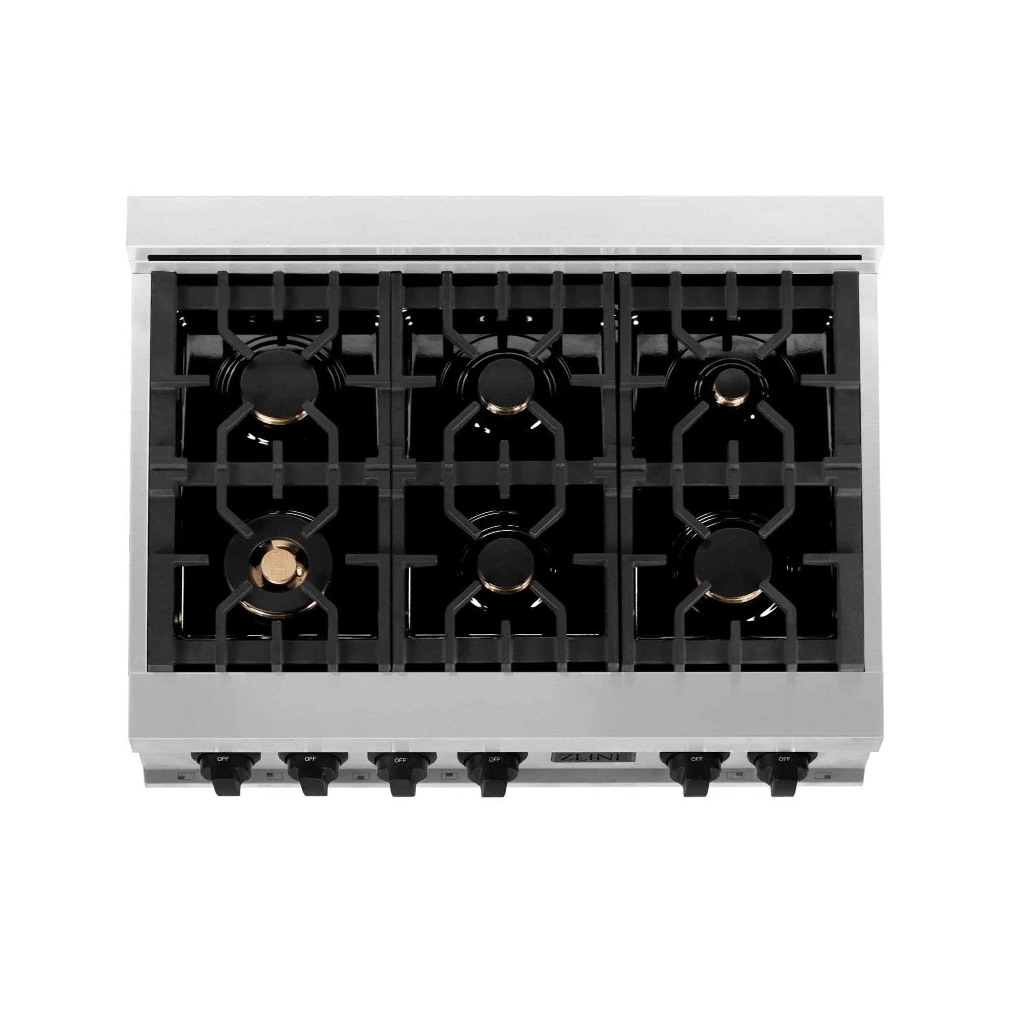 ZLINE 36" Autograph Porcelain Rangetop, Stainless,MatteBlack,RTZ-36-MB by Farmhouse Kitchen and Bath