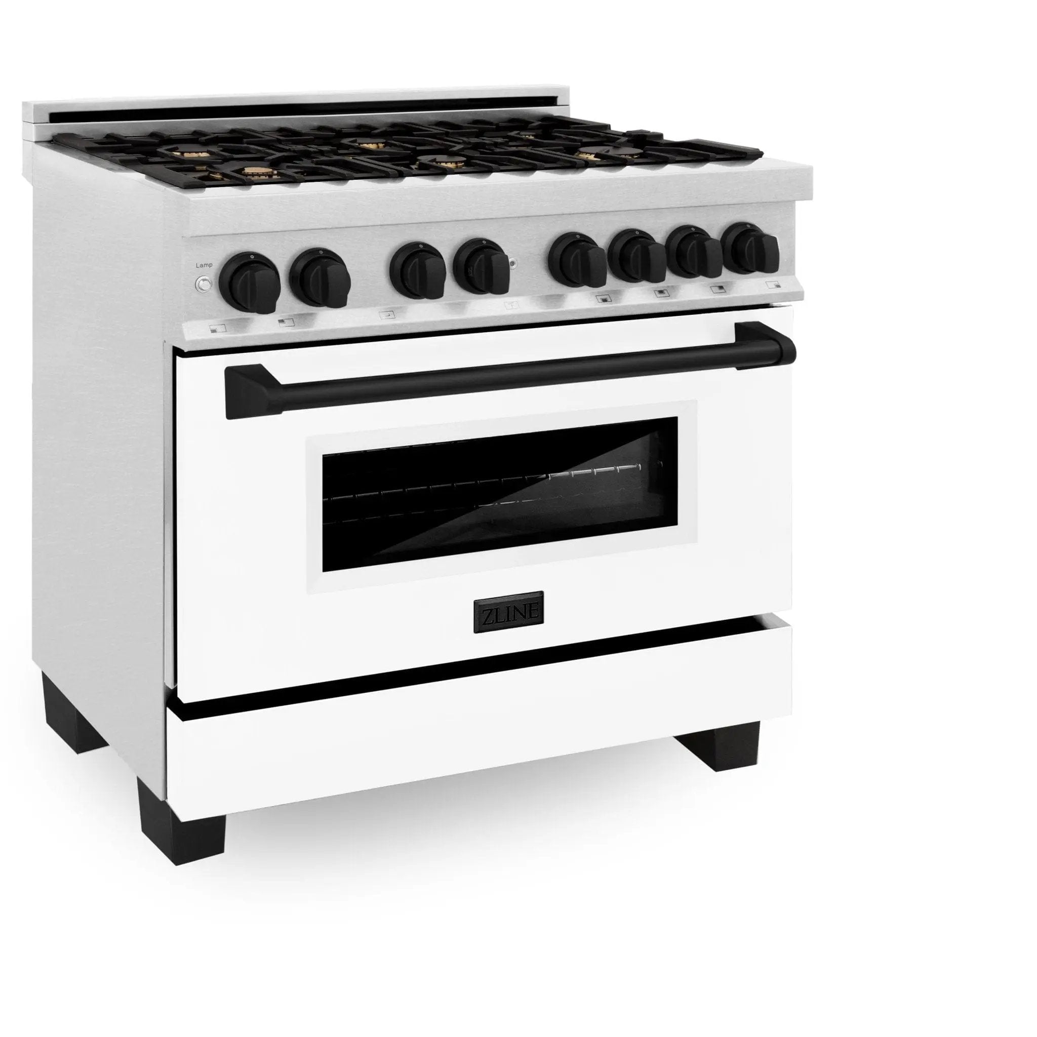 ZLINE 36" Autograph, Range, Dual Fuel, White door, RASZ-WM-36-MB by Farmhouse Kitchen and Bath
