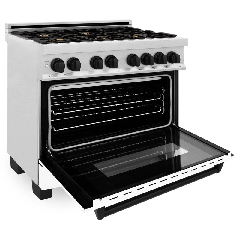 ZLINE 36" Autograph, Range, Dual Fuel, White door, RASZ-WM-36-MB by Farmhouse Kitchen and Bath
