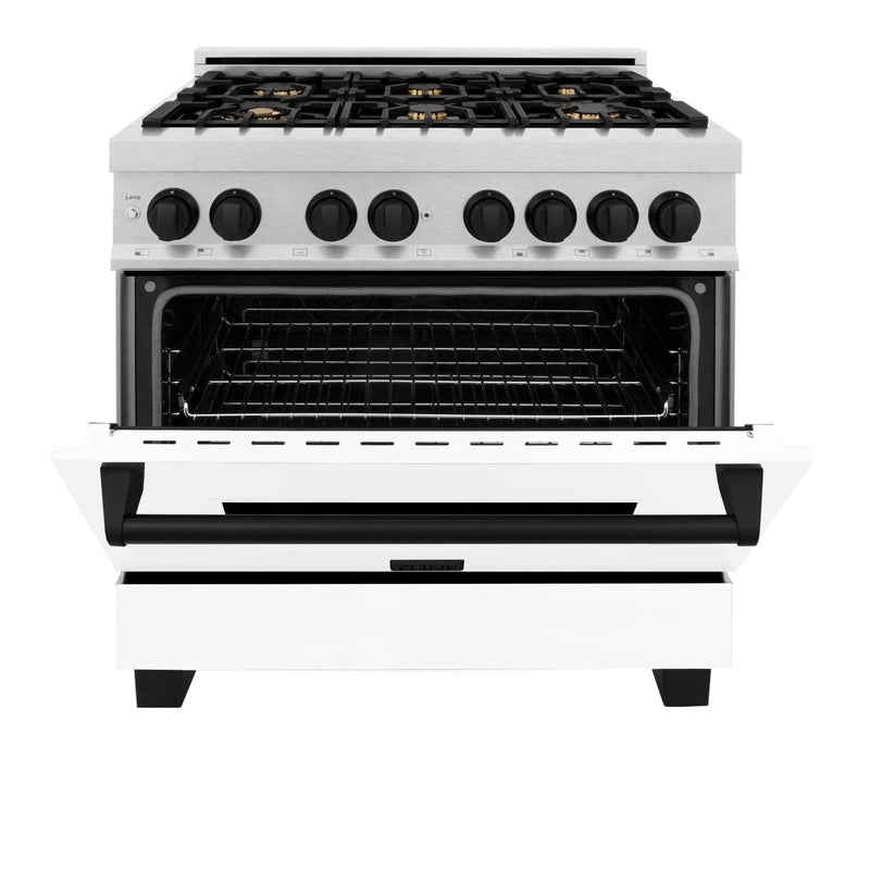 ZLINE 36" Autograph, Range, Dual Fuel, White door, RASZ-WM-36-MB by Farmhouse Kitchen and Bath