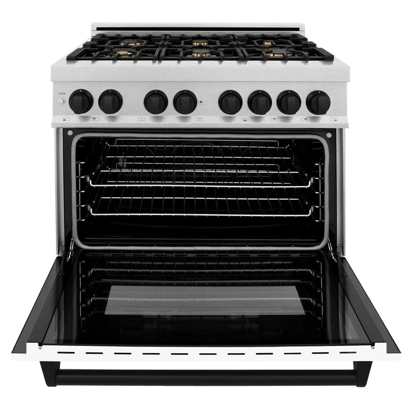 ZLINE 36" Autograph, Range, Dual Fuel, White door, RASZ-WM-36-MB by Farmhouse Kitchen and Bath