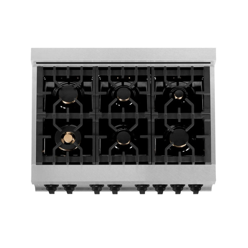 ZLINE 36" Autograph, Range, Dual Fuel, White door, RASZ-WM-36-MB by Farmhouse Kitchen and Bath