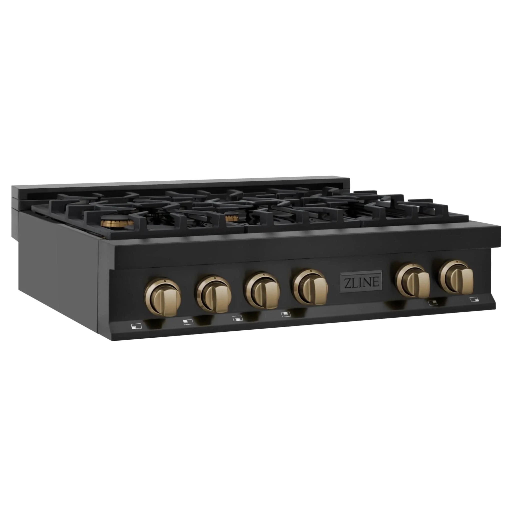 ZLINE 36" Autograph Rangetop, Black Stainless, Gold Accents, RTBZ-36-CB by Farmhouse Kitchen and Bath