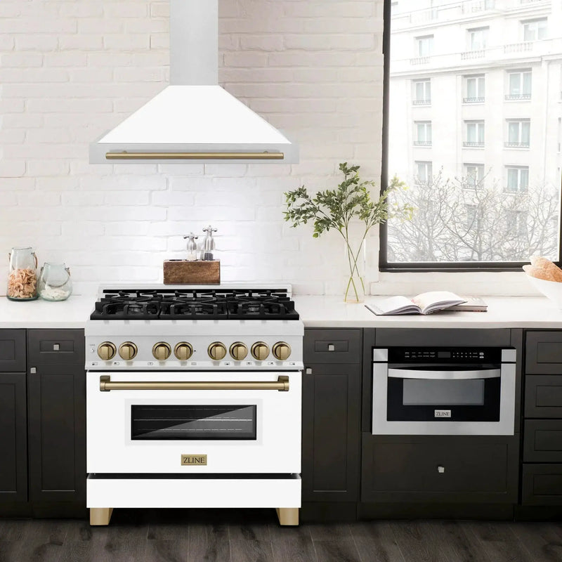 ZLINE 36" Autograph Stainless Wall Range Hood KB4SNZ-WM36-G by Farmhouse Kitchen and Bath
