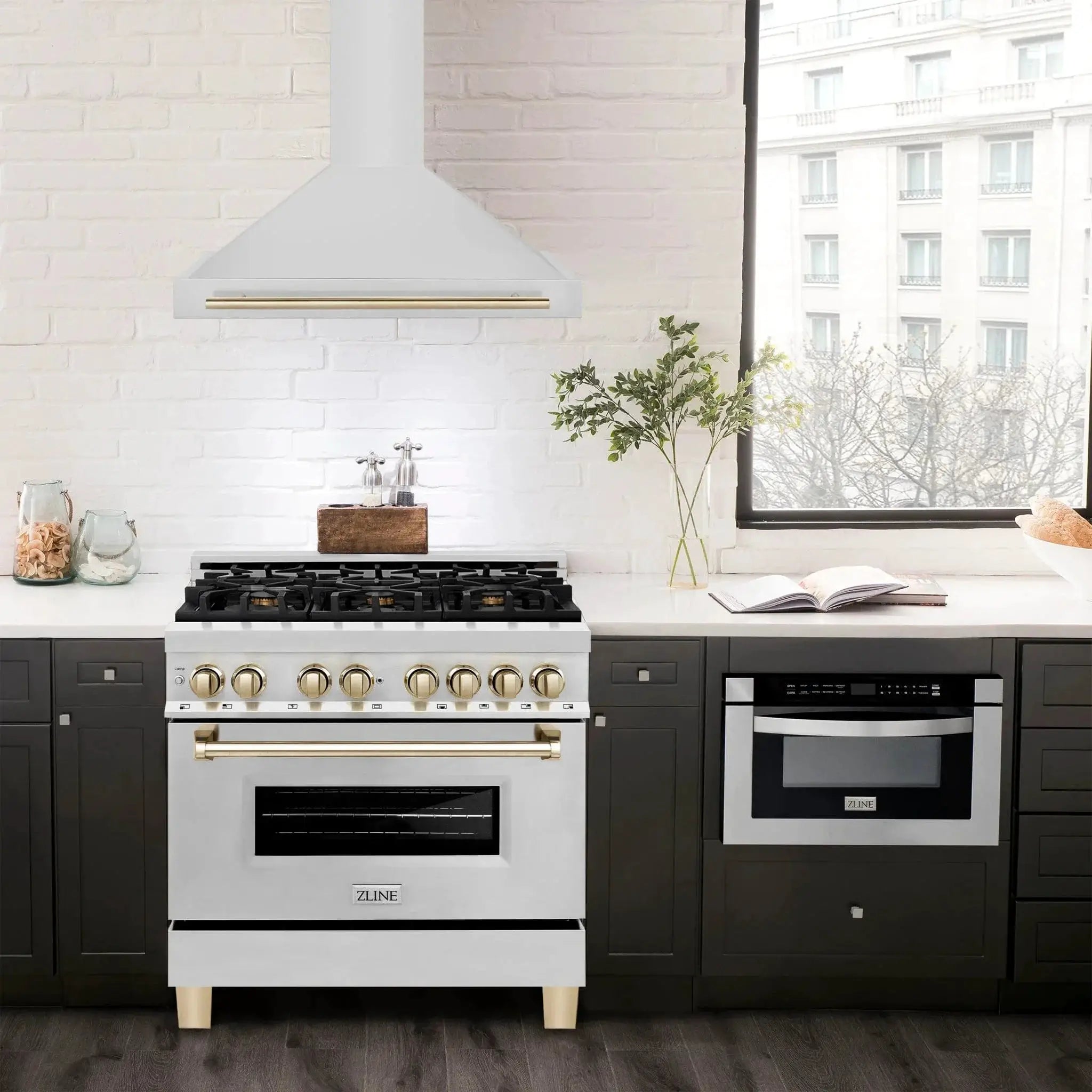 ZLINE 36" Autograph Stainless Wall Range Hood KB4STZ-36-G by Farmhouse Kitchen and Bath