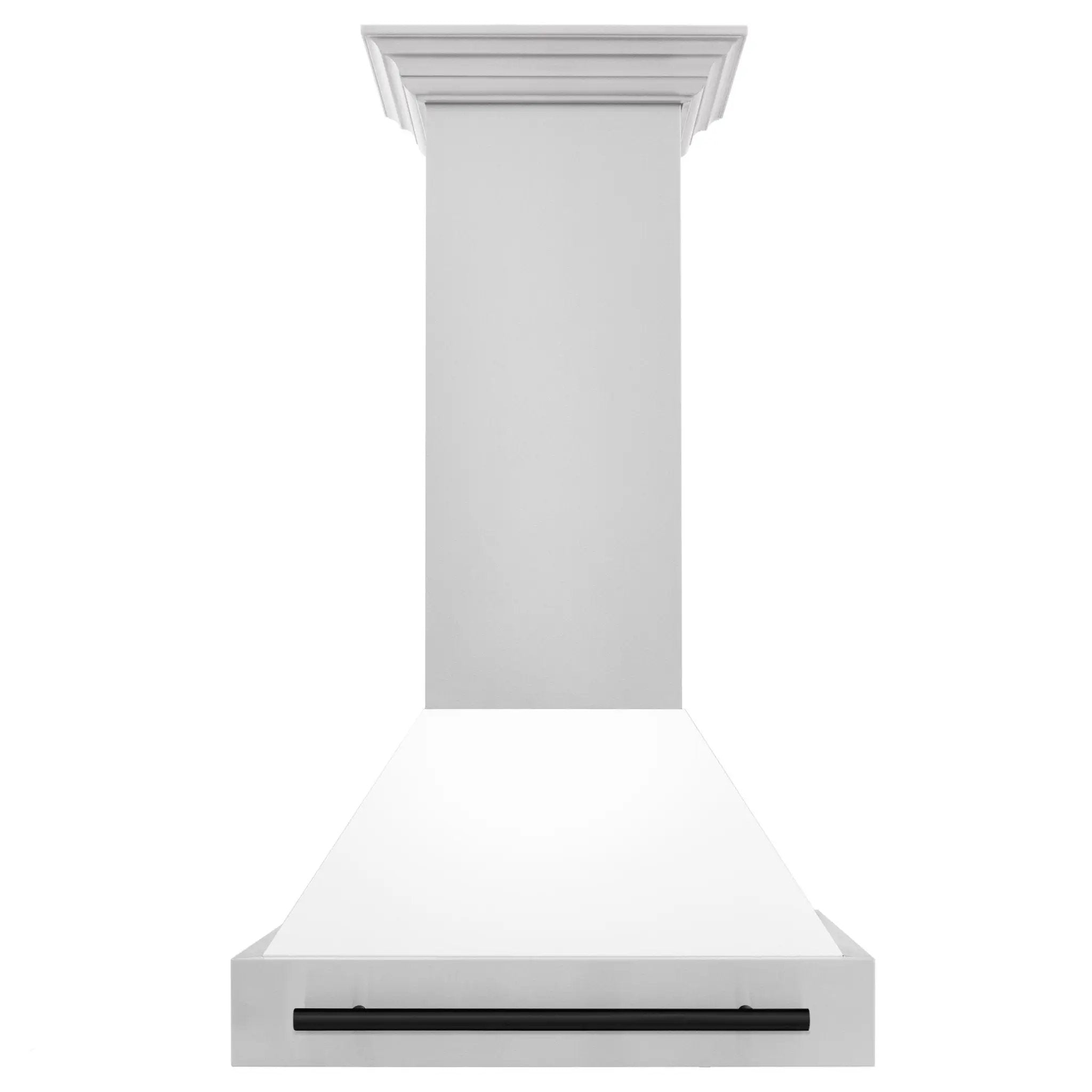 ZLINE 36" Autograph Stainless Wall Range Hood, White, Black accents, 8654STZ-WM36-MB by Farmhouse Kitchen and Bath