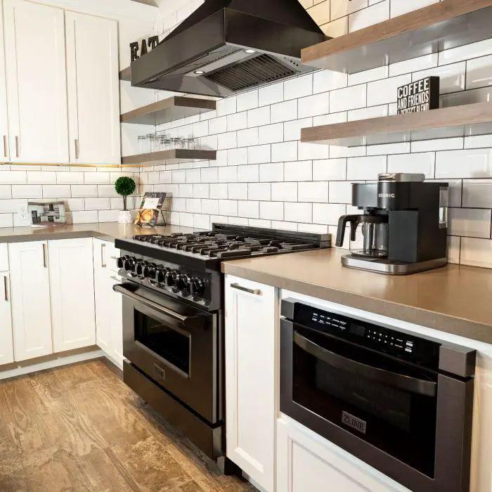 ZLINE 36" Black Stainless, Gas Burner/Electric Oven, Brass Burners, RAB-BR-36 by Farmhouse Kitchen and Bath