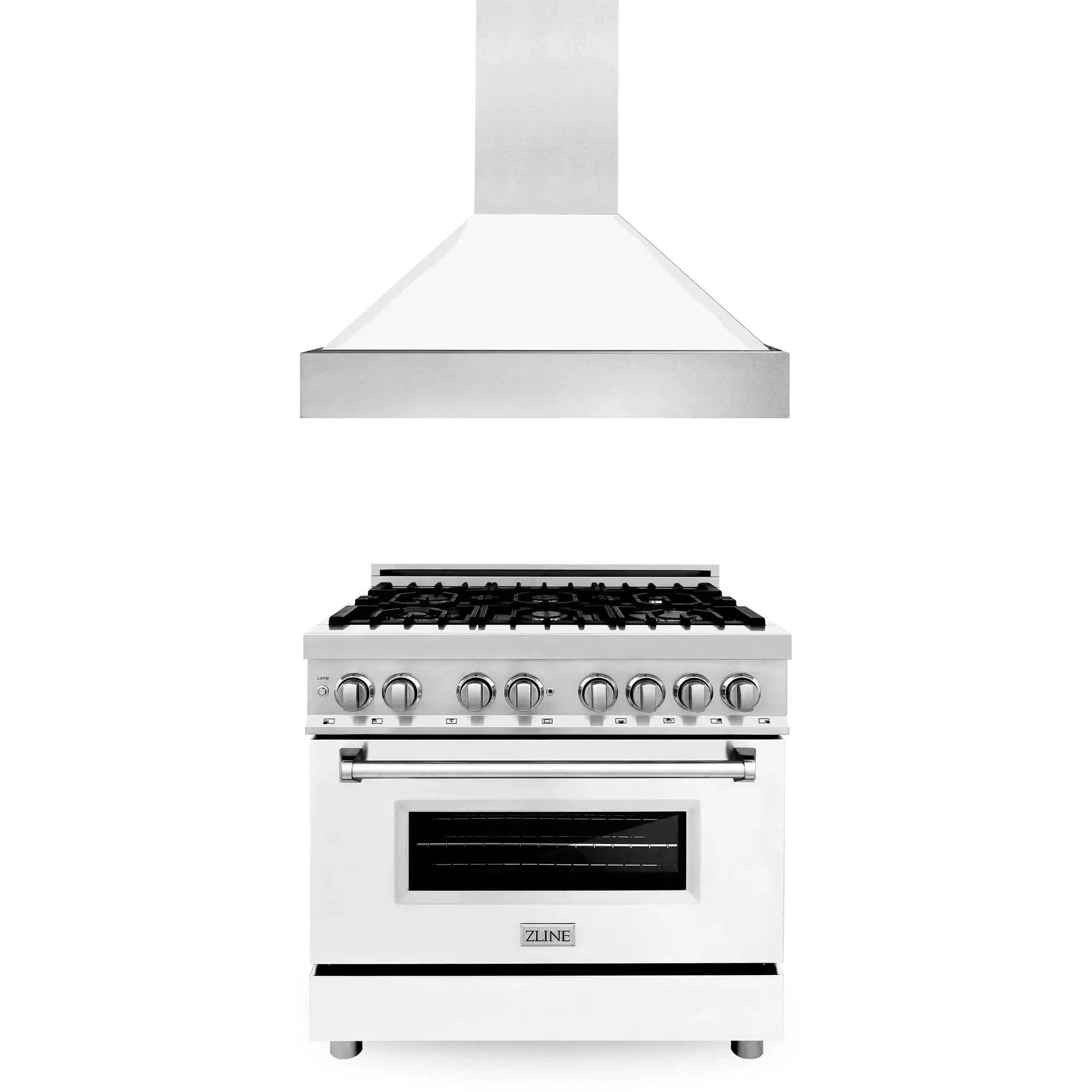 ZLINE 36" Bundle Range RA36 & Range Hood KB-36, 2KP-RAWMRH36 by Farmhouse Kitchen and Bath