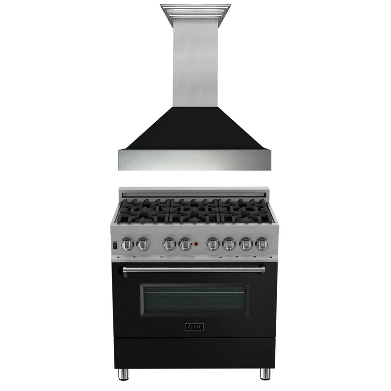 ZLINE 36" Bundle Range RAS-BLM-36 & Range Hood 8654BLM-36, 2KP-RASBLMRH36 by Farmhouse Kitchen and Bath