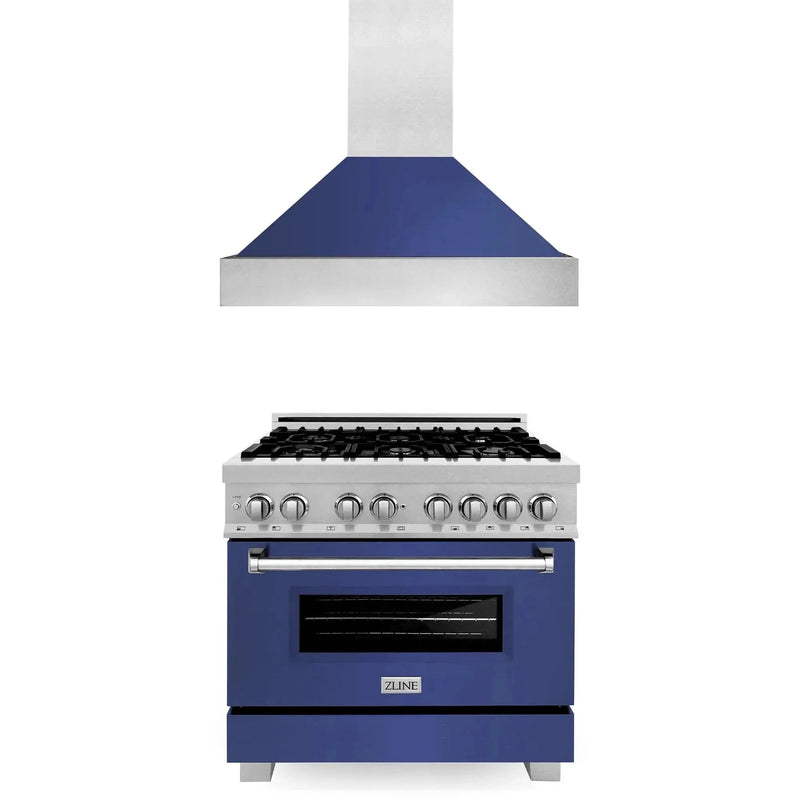 ZLINE 36" Bundle Range RAS-BM-36 & Range Hood 8654BM-36, 2KP-RASBMRH36 by Farmhouse Kitchen and Bath