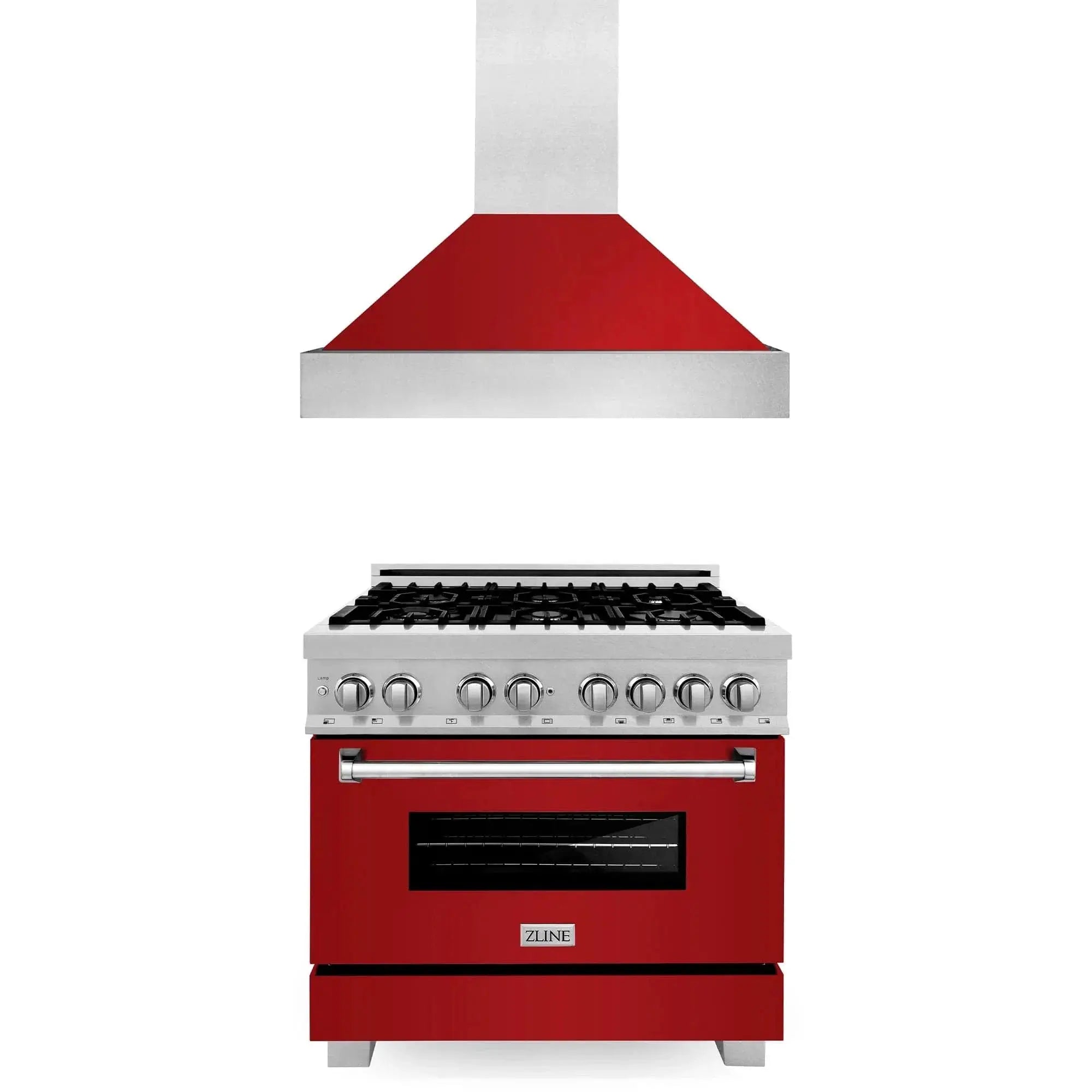 ZLINE 36" Bundle Range RAS-RG-36 & Range Hood 8654RG-36, 2KP-RASRGRH36 by Farmhouse Kitchen and Bath