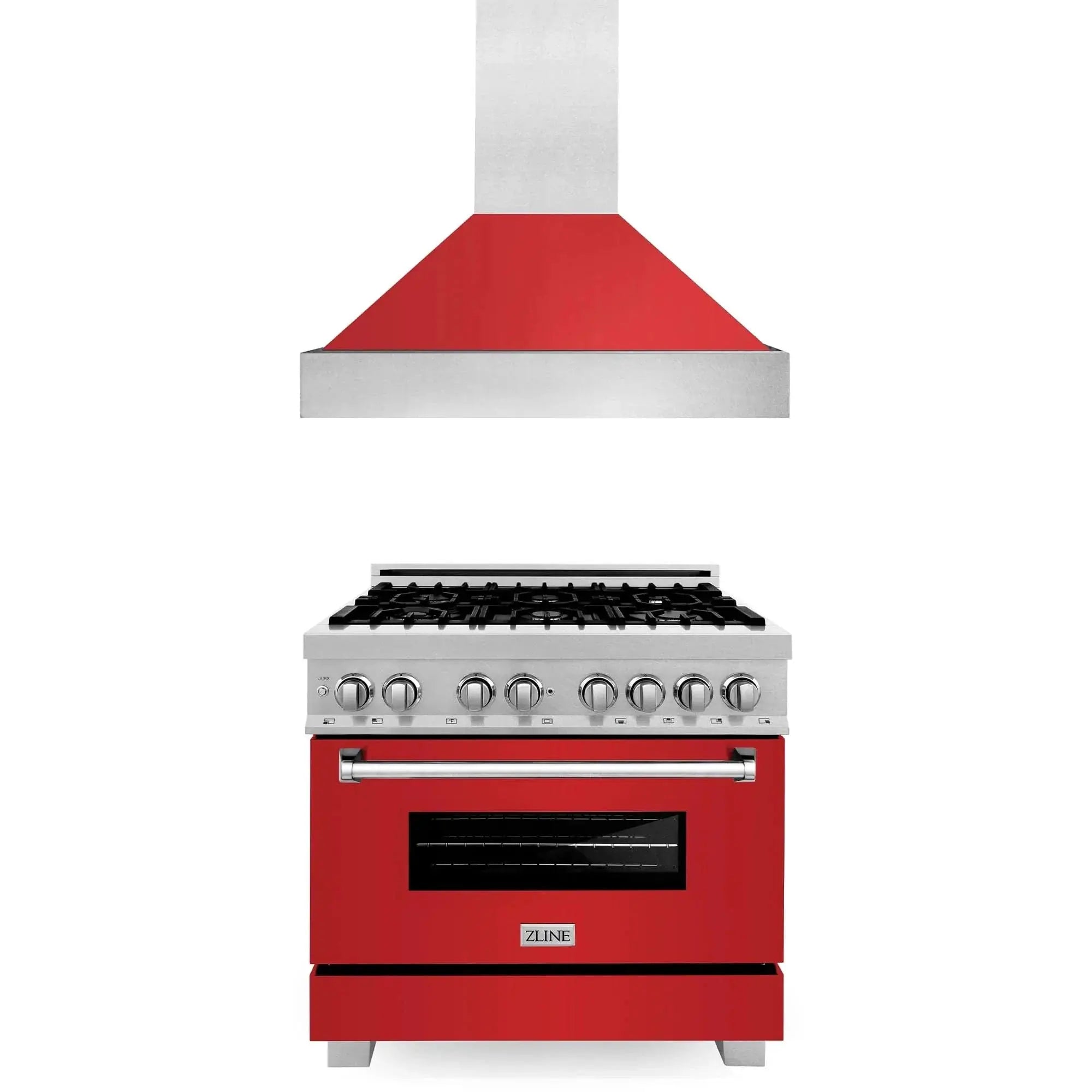 ZLINE 36" Bundle Range RAS-RM-36 & Range Hood 8654RM-36, 2KP-RASRMRH36 by Farmhouse Kitchen and Bath