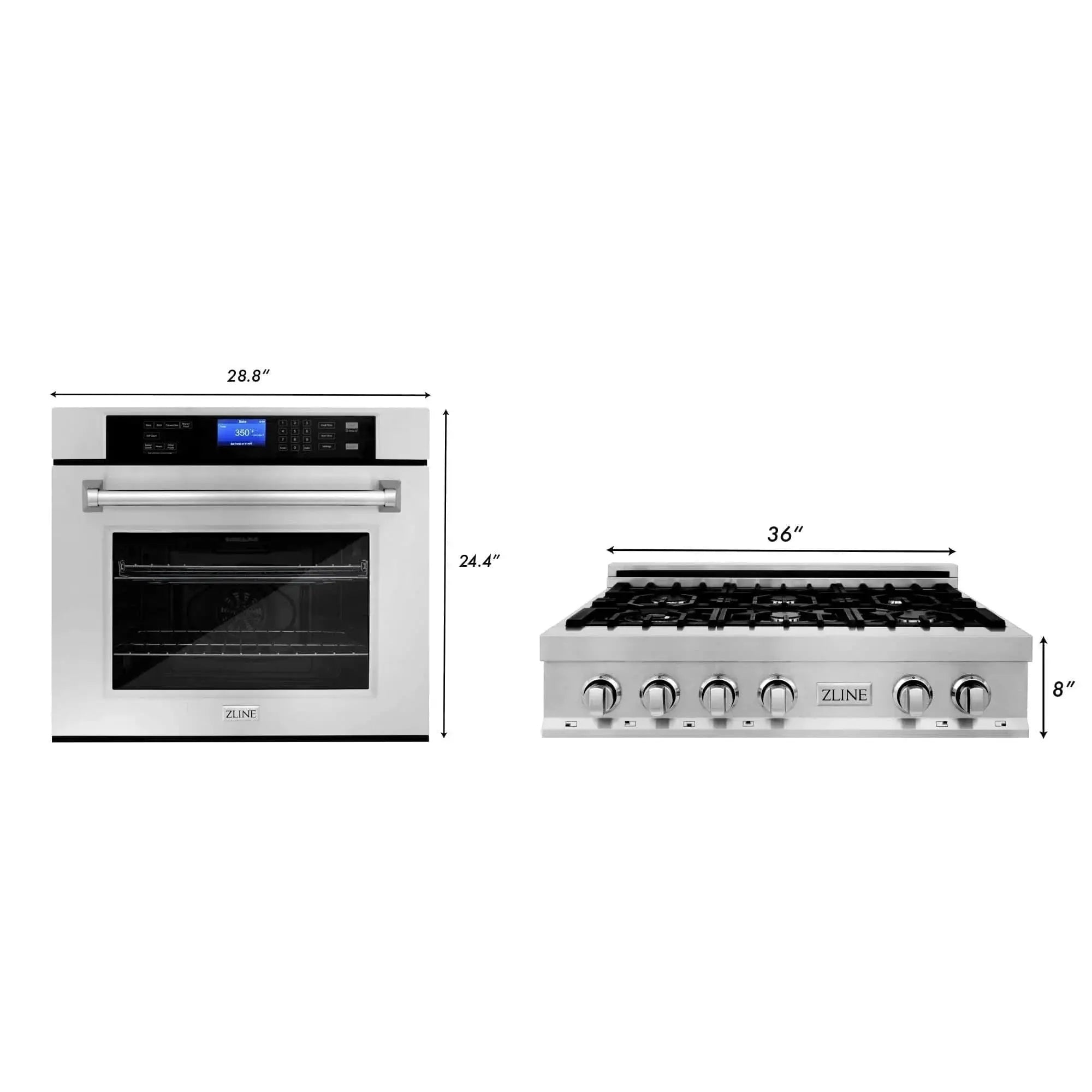ZLINE 36" Bundle Range Top RT36 & Wall Oven AWS-30, 2KP-RTAWS36 by Farmhouse Kitchen and Bath