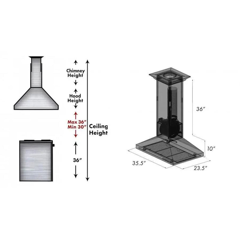 ZLINE 36" Copper Island Range Hood 8KL3iC-36 by Farmhouse Kitchen and Bath