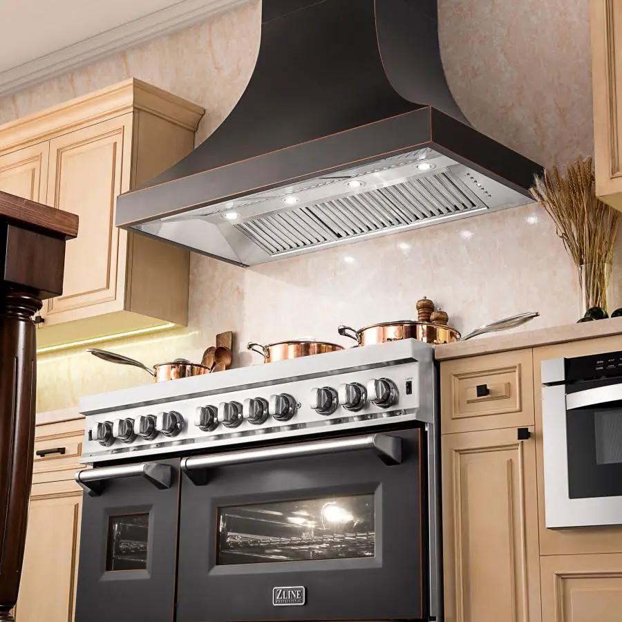ZLINE 36" Designer Series Oil-Rubbed Bronze Wall Range Hood, 8632B-36 by Farmhouse Kitchen and Bath