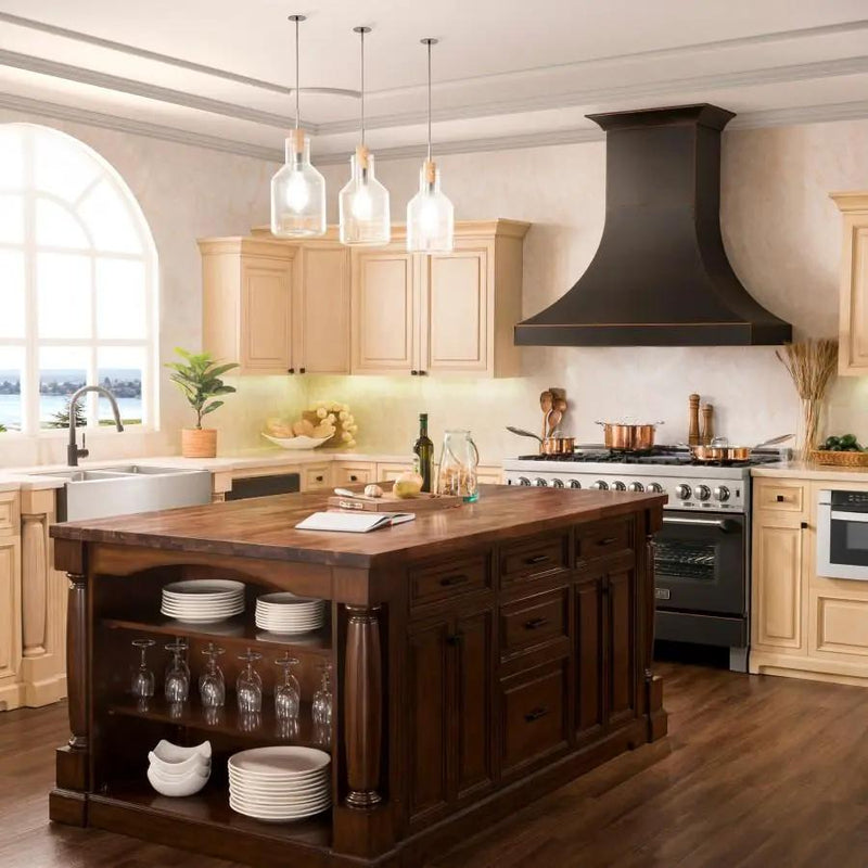 ZLINE 36" Designer Series Oil-Rubbed Bronze Wall Range Hood, 8632B-36 by Farmhouse Kitchen and Bath