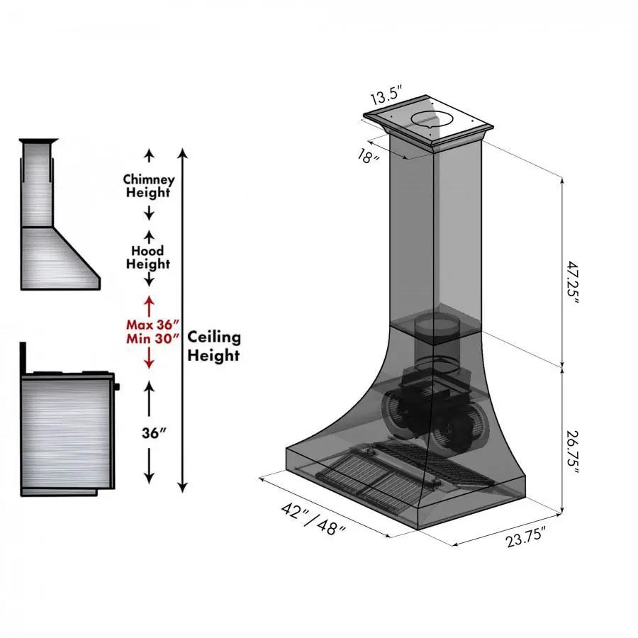 ZLINE 36" Designer Series Oil-Rubbed Bronze Wall Range Hood, 8632B-36 by Farmhouse Kitchen and Bath