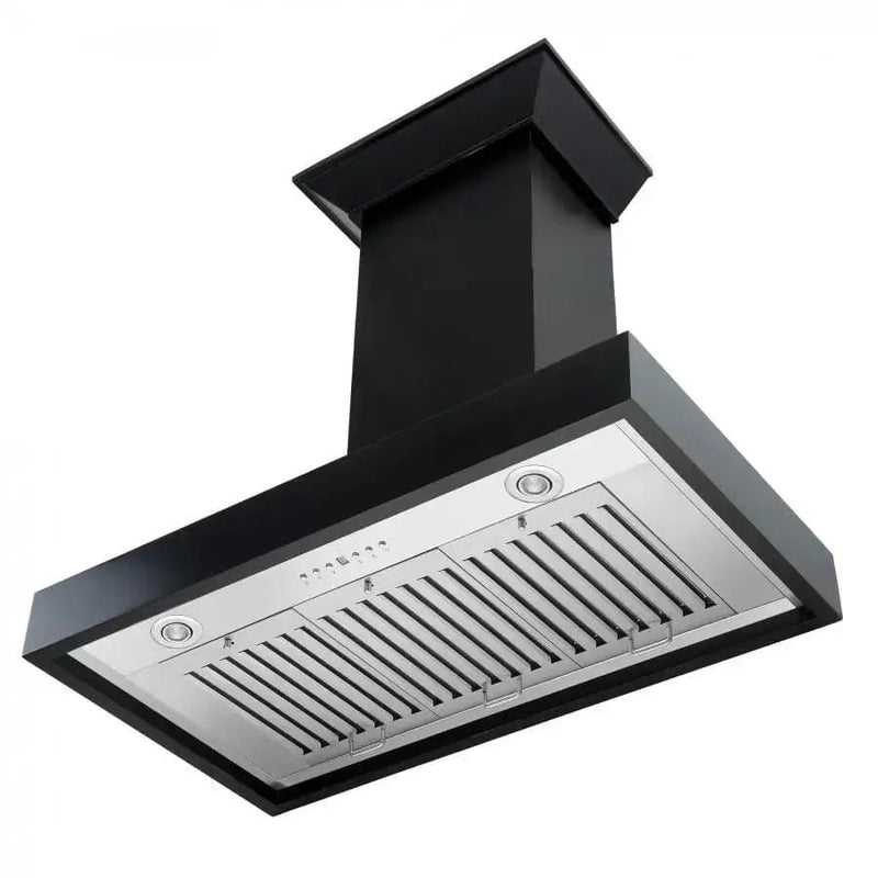 ZLINE 36" Designer Series Wooden Wall Range Hood in Black, KBCC-36 by Farmhouse Kitchen and Bath
