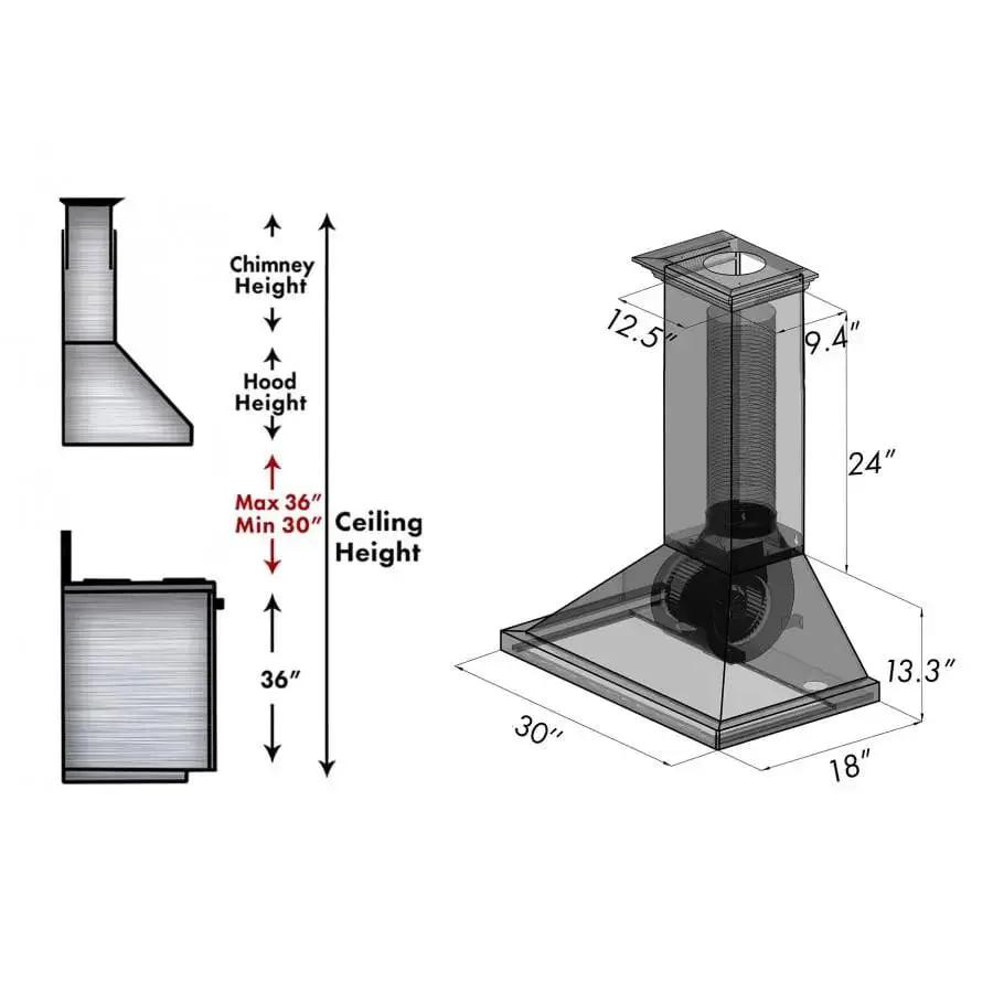 ZLINE 36" Designer Series Wooden Wall Range Hood in Black, KBCC-36 by Farmhouse Kitchen and Bath