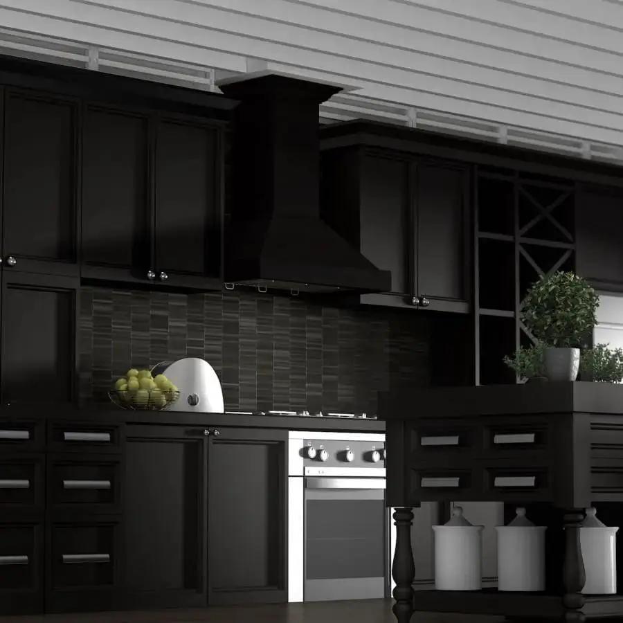 ZLINE 36" Designer Series Wooden Wall Range Hood in Black, KBCC-36 by Farmhouse Kitchen and Bath
