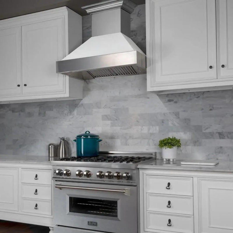 ZLINE 36" Dual Fuel Range, Snow Stainless, Snow Stainless Door, RAS-SN-36 by Farmhouse Kitchen and Bath
