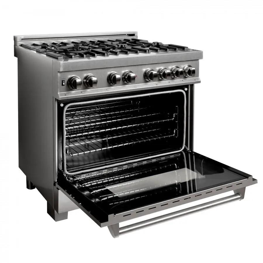 ZLINE 36" Dual Fuel Range, Snow Stainless, Snow Stainless Door, RAS-SN-36 by Farmhouse Kitchen and Bath
