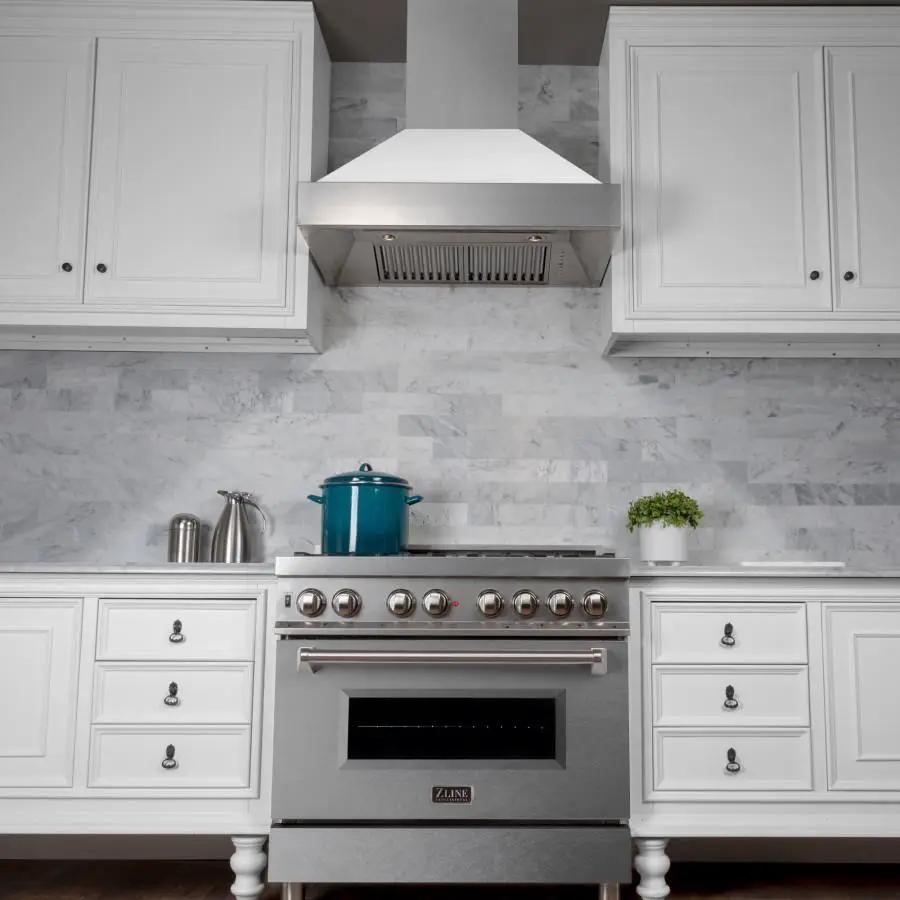 ZLINE 36" Dual Fuel Range, Snow Stainless, Snow Stainless Door, RAS-SN-36 by Farmhouse Kitchen and Bath