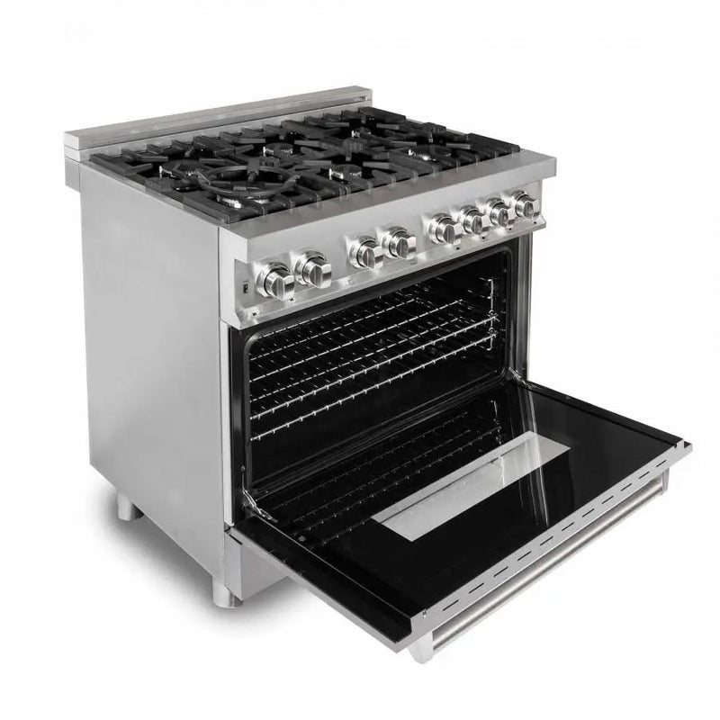 ZLINE 36" Dual Fuel Range with Snow Finish Door, RA-SN-36 by Farmhouse Kitchen and Bath