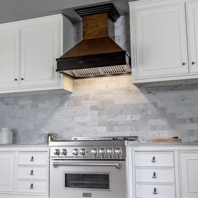 ZLINE 36" Dual Fuel Range with Snow Finish Door, RA-SN-36 by Farmhouse Kitchen and Bath
