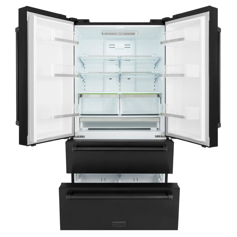 ZLINE 36" French Door Refrigerator,Ice Maker,Black Stainless,RFM-36-BS by Farmhouse Kitchen and Bath