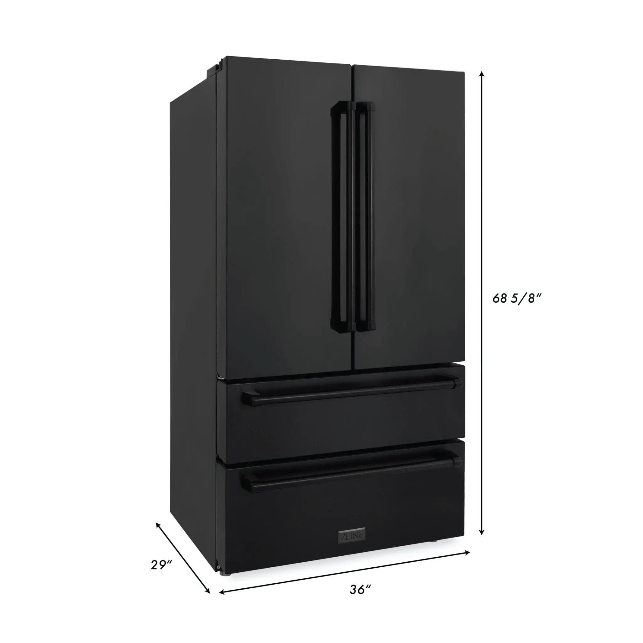ZLINE 36" French Door Refrigerator,Ice Maker,Black Stainless,RFM-36-BS by Farmhouse Kitchen and Bath