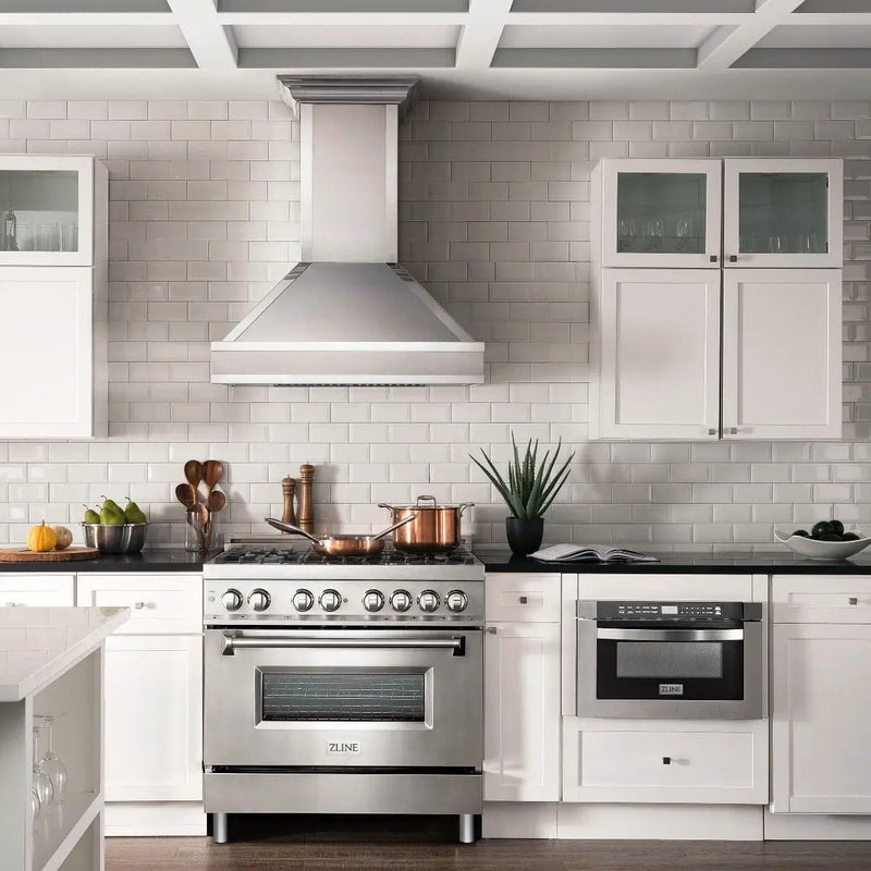 ZLINE 36" Gas Burner/Electric Oven Range, Brass Burners, RA-BR-36 by Farmhouse Kitchen and Bath