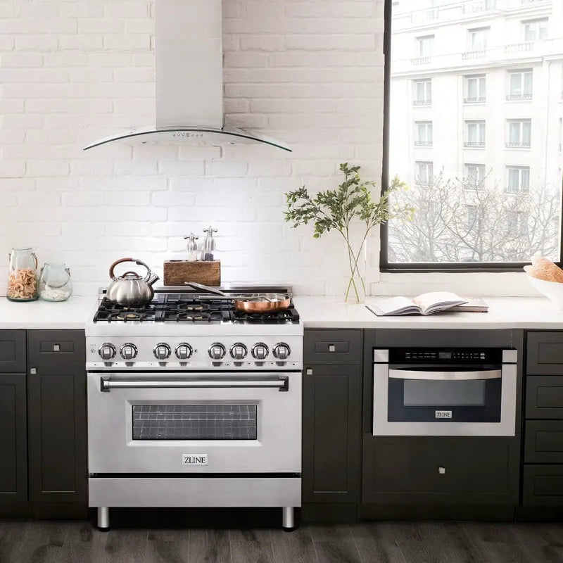 ZLINE 36" Gas Burner/Electric Oven Range, Brass Burners, RA-BR-36 by Farmhouse Kitchen and Bath