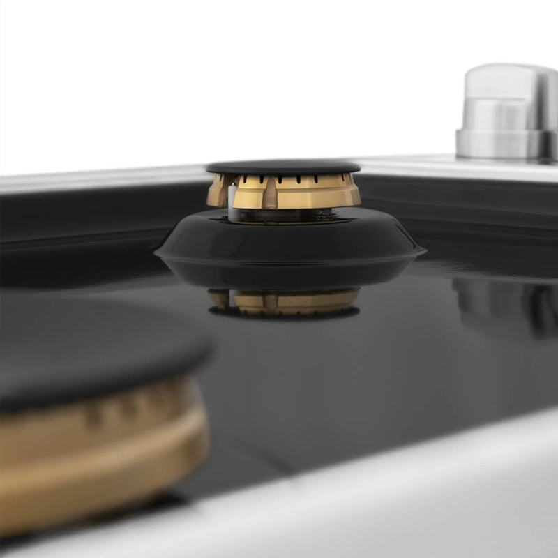 ZLINE 36" Gas Cooktop with 6 Gas Brass Burners and Black Porcelain Top RC-BR-36-PBT by Farmhouse Kitchen and Bath