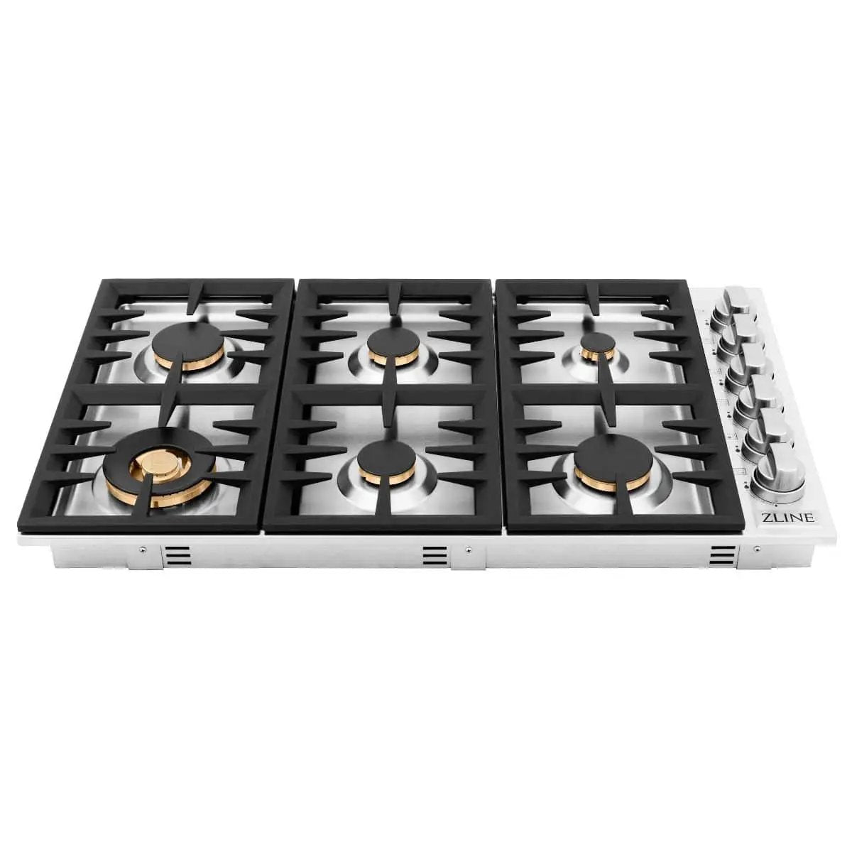 ZLINE 36" Gas Cooktop with 6 Gas Brass Burners RC-BR-36 by Farmhouse Kitchen and Bath