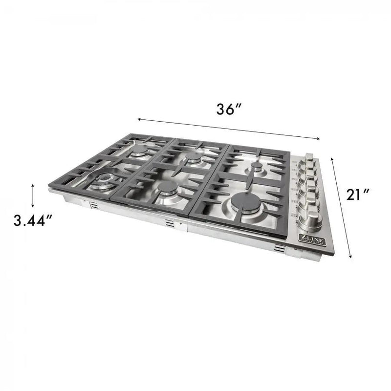 ZLINE 36" Gas Cooktop with 6 Gas Burners RC36 by Farmhouse Kitchen and Bath