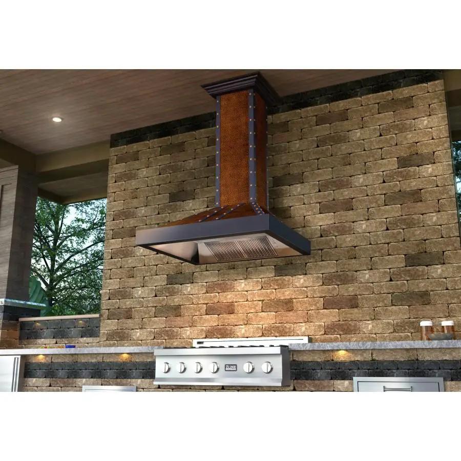 ZLINE 36" Hand-Hammered Copper Finish Wall Range Hood, 655-HBBBB-36 by Farmhouse Kitchen and Bath