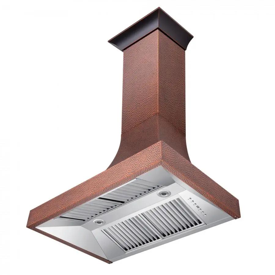 ZLINE 36" Hand-Hammered Copper Finish Wall Range Hood, 8632H-36 by Farmhouse Kitchen and Bath