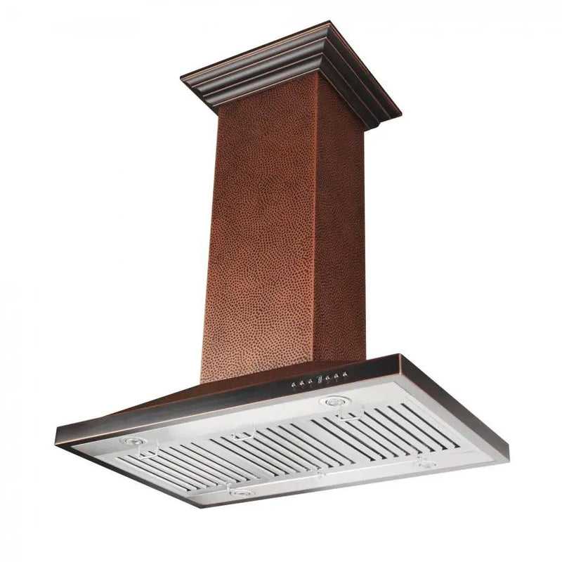 ZLINE 36" Hand Hammered Copper Island Range Hood, 8GL2Hi-36 by Farmhouse Kitchen and Bath
