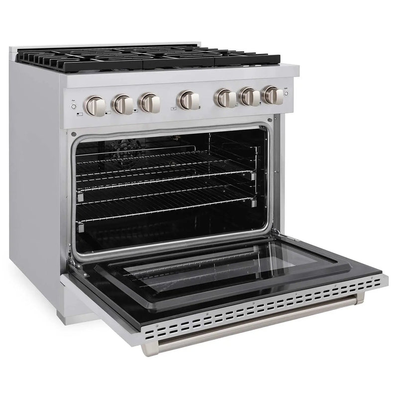 ZLINE 36 in. 5.2 cu. ft. 6 Burner Gas Range with Convection Gas Oven in Stainless Steel, SGR36 by Farmhouse Kitchen and Bath