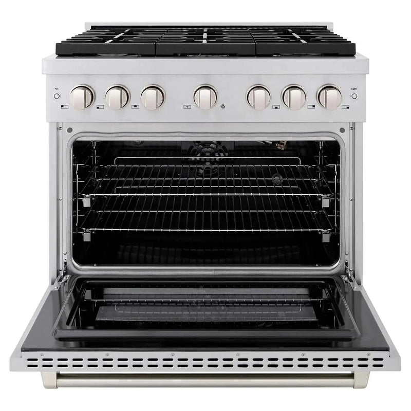 ZLINE 36 in. 5.2 cu. ft. 6 Burner Gas Range with Convection Gas Oven in Stainless Steel, SGR36 by Farmhouse Kitchen and Bath