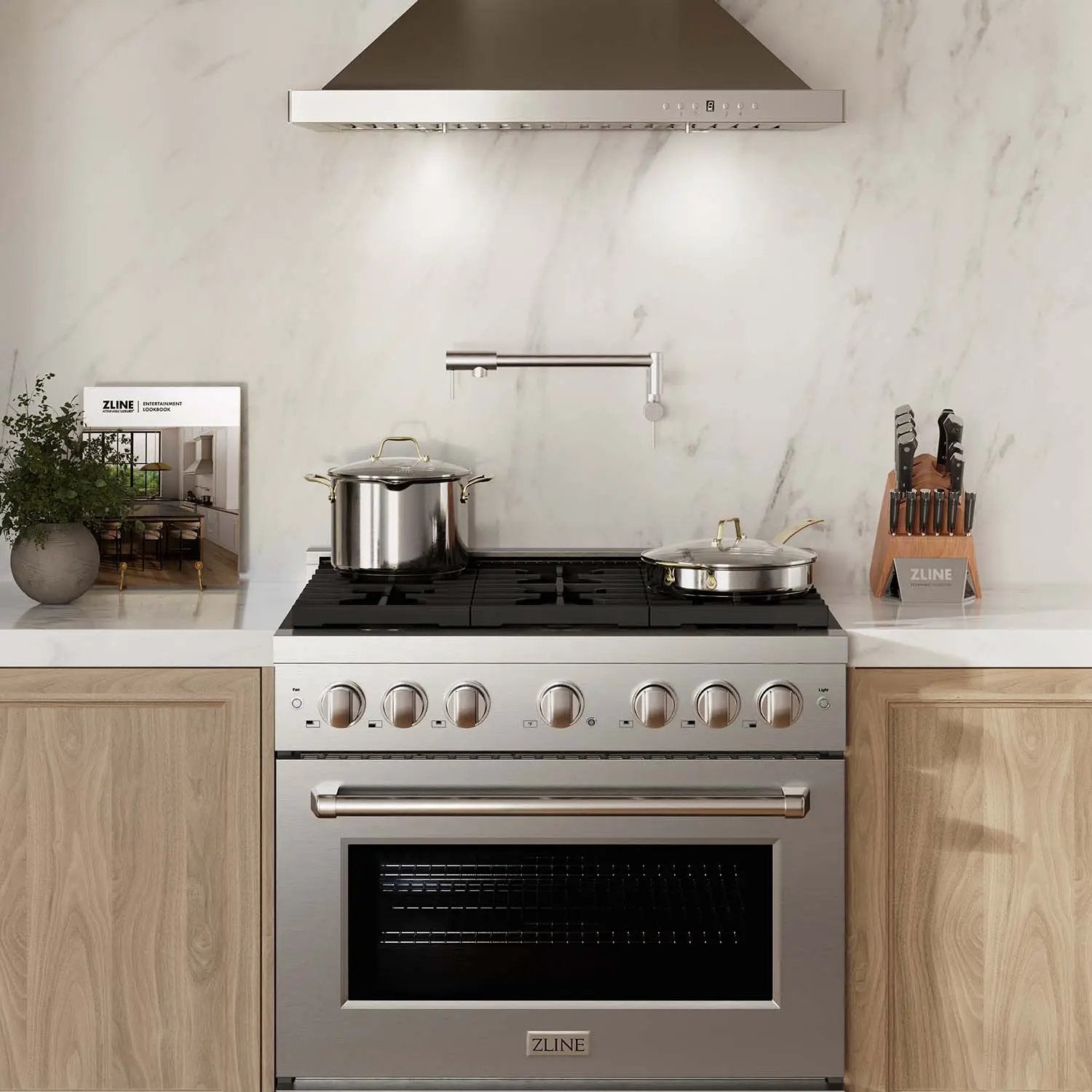 ZLINE 36 in. 5.2 cu. ft. 6 Burner Gas Range with Convection Gas Oven in Stainless Steel, SGR36 by Farmhouse Kitchen and Bath