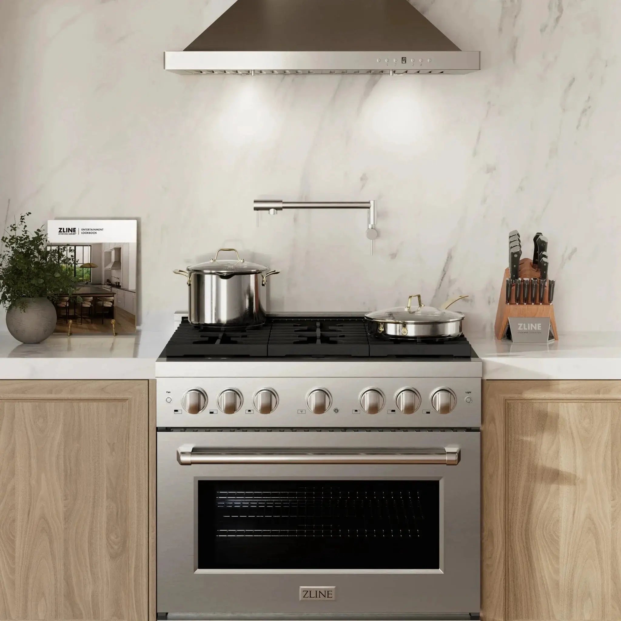 ZLINE 36 In. Gas Range, Stainless Steel w/ Brass Burners, SGR-BR-36 by Farmhouse Kitchen and Bath
